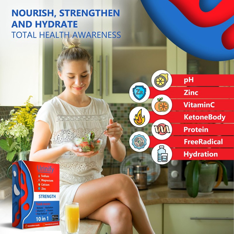 Urinify [URINIFY Strength] Urine Test Strips and Mobile App for