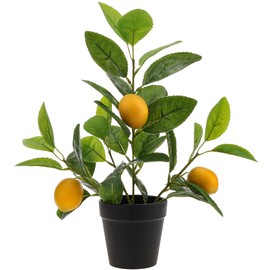 Gresorth 13'' Artificial Lemon Tree Black Potted Mini Plants Decoration Fake Realistic Fruits with 3 Yellow Lemons for Home Living Room Office Desk Bedroom Indoor