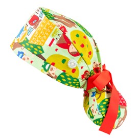 First Lifesaver Working Cap with Buttons and Ribbon Tie for Women, Long Hair (Red Riding Hood)