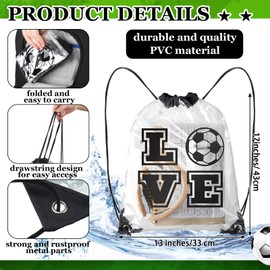 Shinylin 12 Pcs Clear Drawstring Bags Gift Packaging Party Favor Bags Drawstring Backpack Adjustable for Men Women Sports(Soccer)