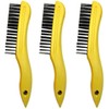 Hymnorq 3 Pack Wire Scratch Brushes with Wooden Shoe Handle