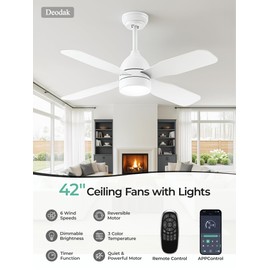 42 Inch Ceiling Fan with Light, APP & Remote, Downrod Mount
