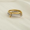 HOLINSE Stackable Rings for Women, Multicolored Connected Ring Set, Gold