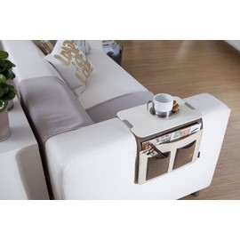 Sofa Butler Carry mit 4 Taschen und Ablageplatte hellgrau/dunkelgrau