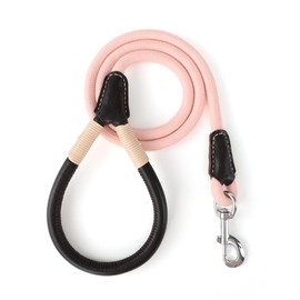 Mile High Life Dog Leash | Strong Rope Dog Leash w Premium Leather Tailor Handle | 4 Feet Dog Leash w Heavy Duty Clasp | Pink Rope Leash for Small Medium Large Dogs | Diameter 1/2"