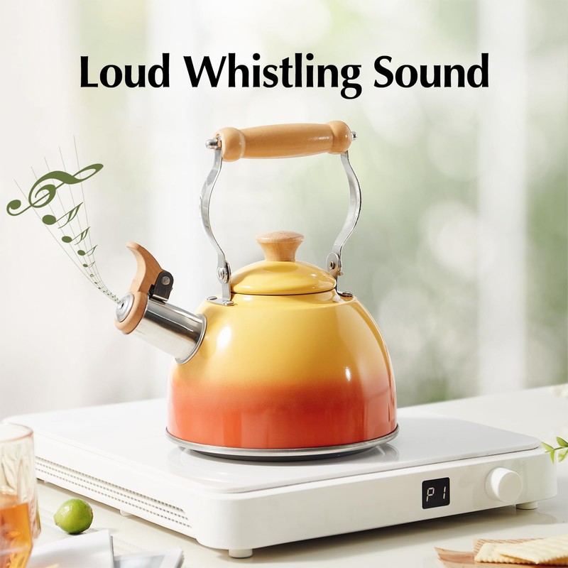 ROCKURWOK Tea Kettle, Tea Pot with Cool Touch Ergonomic Handle,