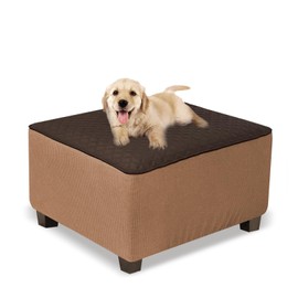 NeColorLife Square Ottoman Cover Waterproof Ottoman Slipcover Thick Storage Footrest Stool Covers Furniture Protector for Pets,Kids(Medium Size,Dark Coffee)