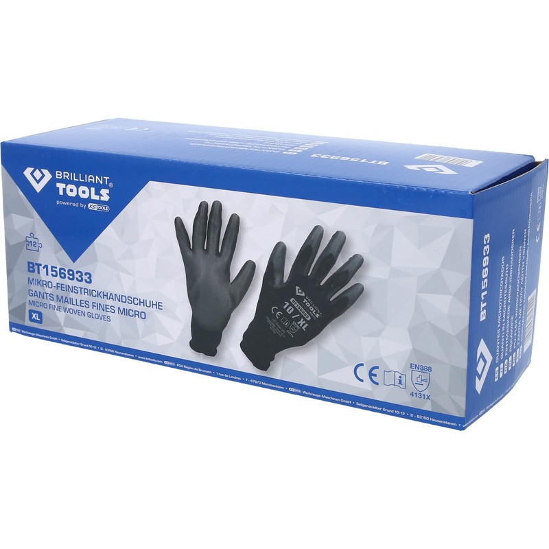 BRILLIANT TOOLS BT156933 Micro Fine Knit Gloves Size 10/XL [Powered