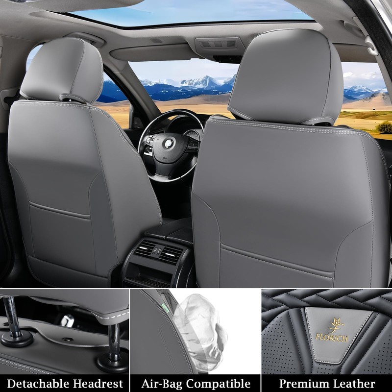 FLORICH Seat Covers for Cars, Waterproof Seat Covers, Leather Car