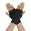 Pair Black Grid Fingerless Elastic Wrist Short Gloves Winter Mittens
