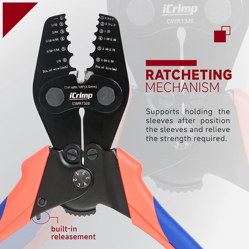 iCrimp Wire Rope Crimping Tool with Built-in Cutter Kit, with
