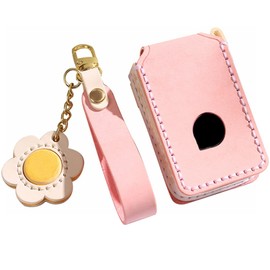 HIBEYO Leather Car Key Fob Cover Compatible with Volvo XC40 XC60 XC90 S90 V90 2021 2022 Car Key Case Shell Remote Keyless Entry Key Holder with Keychains Car Accessories-Pink
