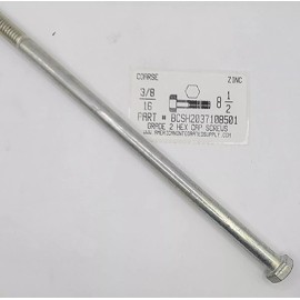 AMERICANINTEGRATEDSUPPLY.COM 3/8-16x8-1/2 Hex Head Cap Screws Steel Zinc Plated (10)