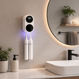 Toothbrush Sterilizer Case for Travel - Mini Portable Rechargeable Toothbrush Storage Box with Induction Switch and Charge Display