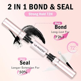 La Maesii Lash Bond y Seal Impermeable, Pegamento de Pestañas En Racimo, Pegamento para Pestañas y Sellado, Fuerte Sujeción 72H para Racimos de Pestañ