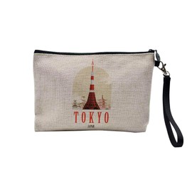Tasche aus Leinen – Tokyo Japan Illustration Stadt Reise Urlaub – Kosmetiktasche aus Leinen – Geldbörse – 15 x 10 cm, leinen, 23.5 x 15 cm, Kosmetiktasche