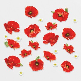 15 Poppy Window Stickers for Glass 2022 - Poppies for Remembrance Day Window Decorations with Primroses