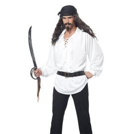 California Costumes Men's Pirate Wig Moustache and Chin Patch, Black/Grey, One Size