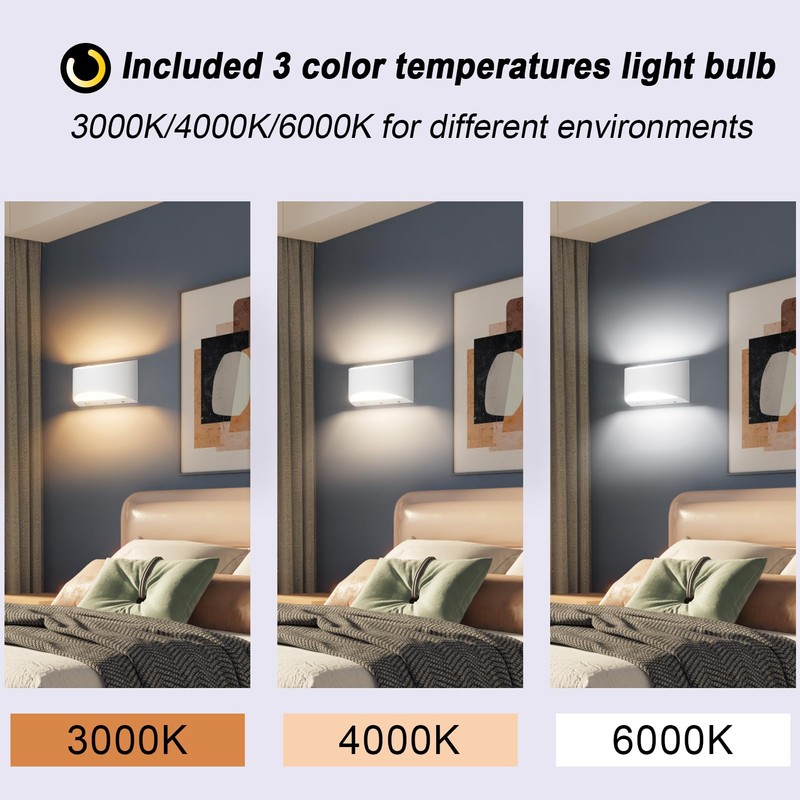 Aipsun White Battery Operated Wall Sconce 2 Packs, USB LED