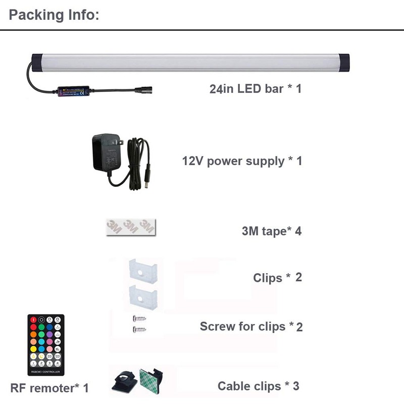 LAIFUNI Dimmable Under Cabinet Lighting, RGB LED Light Bar, RF