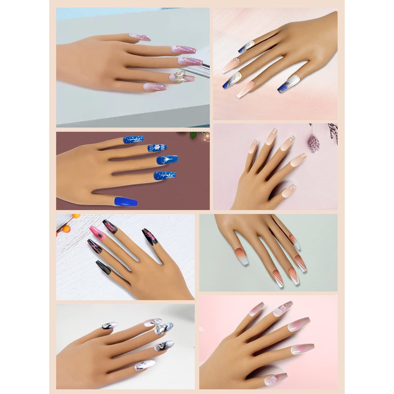Yokilly 200 Pieces Replacement Nail Tips, Clear Nail Practice Hand