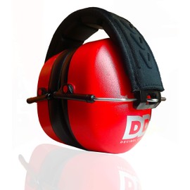DECIBEL DEFENSE Professional Safety Ear Muffs 37dB NRR - The HIGHEST Rated & MOST COMFORTABLE Ear Protection for Shooting & Industrial Use - PROFESSIONAL HEARING PROTECTION (SAFETY RED)
