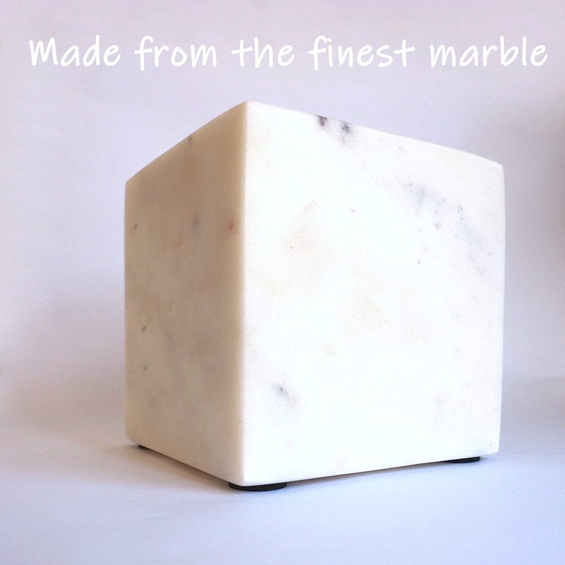 Marble Bookends Handcrafted Heavy Marble Cube Square Bookshelf Decor Set