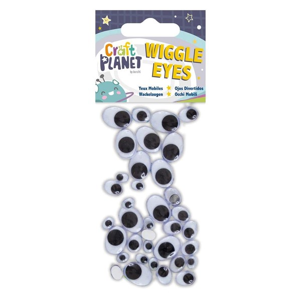 Craft Planet CPT 6671108 Wiggle Eye Stickers, Black & White,
