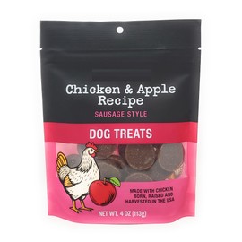 Chicken & Apple Recipe Sausage Style Dog Treats, Made with Chicken Born, Raisen and Harvested in The USA, Limited Edition, 4oz/113g (Pack of 1)