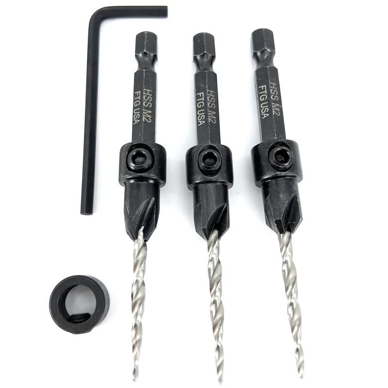 FTG USA Countersink Drill Bit Set for Wood with Tapered