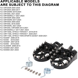 JFG RACING Dirt Bike Foot Pegs,CNC Motorcycle Pedal for CR125 CR250 02-11/CRF150R 07-24/CRF250R 04-24/CRF450R 02-24/CRF250RX 19-24/CRF450RX 17-24/CRF450X 05-24/CRF300L 21-24/CRF450RL CRF250L CRF250M
