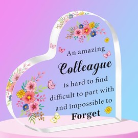 SMARGO Colleague Leaving Gifts for Women Work Bestie Birthday Acrylic Decoration Plaque Gifts, Farewell Going Away Goodbye Gifts for Coworker