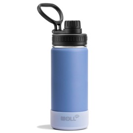 Mollcity Kids Insulated Water Bottle-16 oz Stainless Steel Vacuum Wide Mouth Sports Flask with Silicone Boot-Reusable Metal Leak Proof Travel Water Bottle for Girls Boys, BPA-Free(Royal Blue)
