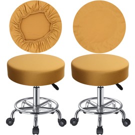 HuaLiSiJi Stool Cover, Round Stool, 30-40 cm, Rich Colours, Stretchy, Wrinkle-Free, Washable, Dustproof, Soft and Durable, Also Suitable for Square Stools (2, Z-Khaki)