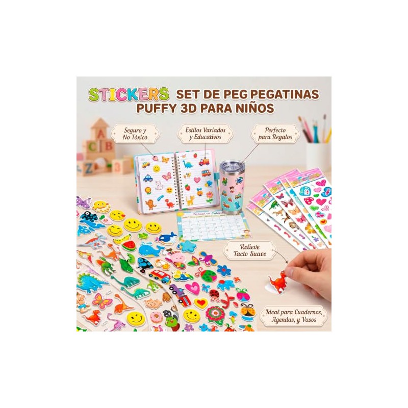 35 Hojas Pegatinas para Niños, Calcamonias para niños y niñas