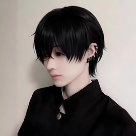 Wig, Men's Short Hair, Men's Clothing, Wig, Men's Short, Human Hair, Men's Harajuku, Handsome, Handsome, Natural, Small Face, Heat Resistant, Popular, Students, Work, Unisex, Breathable, Daily Use,