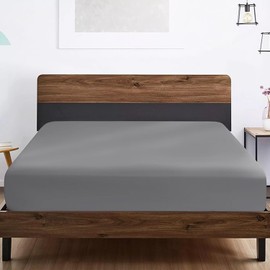 SSW HOMES Fitted Sheet 30 CM Deep Easy Care Soft Brushed Premium Microfibre Shrinkage and Fade Resistant Bedsheet (Grey, Double)