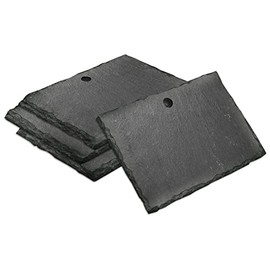 mtb more energy Set of 4 Slate Signs Panels – 10 x 7 cm – Rectangular with Hole – for Labelling Yourself for Garden, Household, Crafts, Gifts