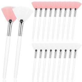Ouligay 20 Stück Gesichtspinsel Fächerpinsel Fan Maskenpinsel Gesicht Fan Brushes Facial Säure Applikator Weiche Make-Up Maske Bürsten Fächerpinsel Kosmetik Masken Pinsel für Frauen Mädchen(Rosa Weiß)
