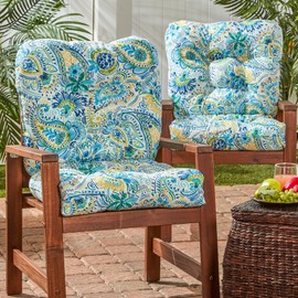 Greendale Home Fashions AZ6815S2-BALTIC Paisley Outdoor Chair Cushion (Set of 2)