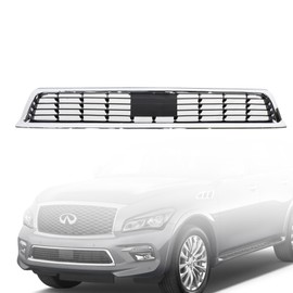 YHB Front Lower Bumper Grille for 2015 2016 2017 Infiniti QX80 5.6L Chrome - Front Lower Grill