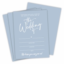 25 Minimalism Wedding Invitation Cards With Envelopes, Double-Sided Fill In Style Classic Wedding Reception Cards For New Couple, Engagement, Bride & Groom, Party Favor & Supplies (Blue) - A04
