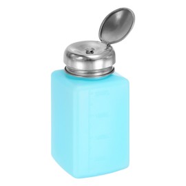 HARFINGTON Solvent Alcohol Dispenser 200ml(6.7oz) Push Down Liquid Dispenser Pump Bottle with Sealing Stainless Steel Lid for Acetone Solution, Blue