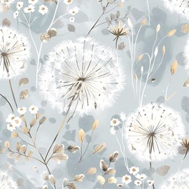 Nukofal Floral Wallpaper Peel and Stick Dandelion Wallpaper Floral Contact Paper 16.9"x196.8" Vintage Flower Contact Paper Boho Self Adhesive Removable for Bedroom Cabinets Decorative Wall Vinyl