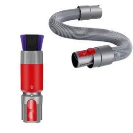 Scratch-free Dusting Brush & 63”Flexible Extension Hose Attachments for Dyson GEN5 V15 V12 V11 V10 V8 V7 Cordless Vacuum Cleaner, Ideal for Car Detailing, Keyboard/Blinds Cleaning,Delicate Surfaces