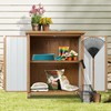 Wood & Metal Outdoor Storage Cabinet with Waterproof Roof, Garden