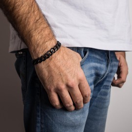 Akitsune Militium Chain Bracelet | Curb Chain Links Women Men Metal Bangle Bracelet