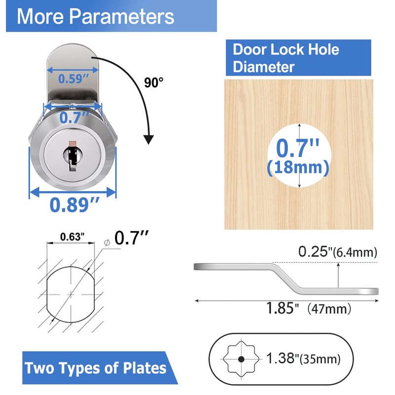 Sissinda Cam Locks Cabinet Locks Keyed Alike, 5/8'' Cylinder Length