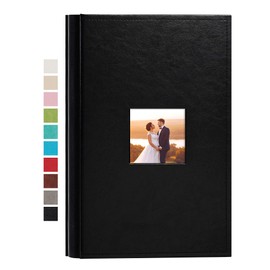 potricher Small Photo Album 4x6 300 Photos Leather Cover Picture Book with 300 Horizontal Pockets for Family Wedding Anniversary and Baby (Black)