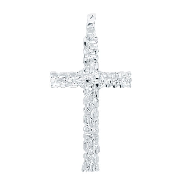 The Bling Factory Large 33.5mm x 5.7 cm Rhodium Plated